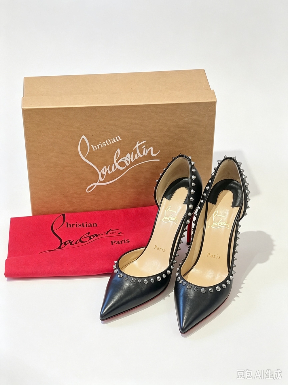 Christian Louboutin Black Studded Pointed-Toe Pumps